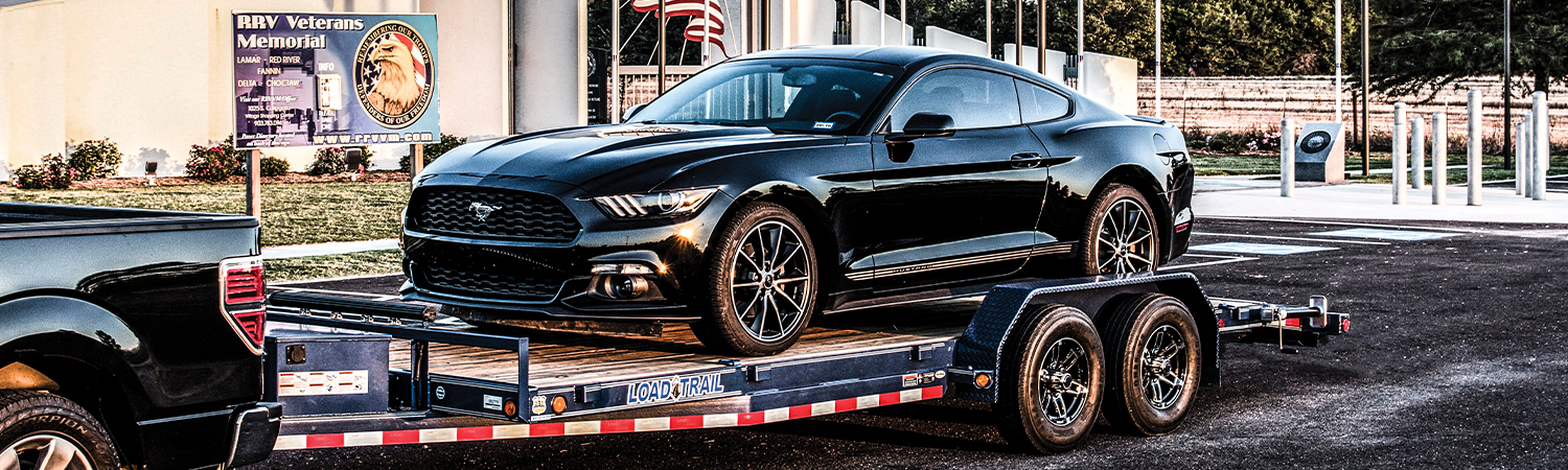 mustang on trailer